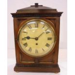 Regency Single Fusee Mahogany Bracket Clock with painted dial, Roman numerals, blued hands, on