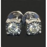 Diamond Screw Back Stud Earrings in illusion setting, 9ct. gold, 0.40 carats