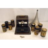 Edison Gem Phonograph Cylinder Player with horn & 8 cylinders