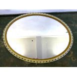 Large Oval Mirror with painted frame & studded mounts, approx. 51" x 46"