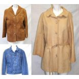 Ladies Vintage Jackets: caramel suede, light tan with belt labelled Creation Berolina, P Bugiel