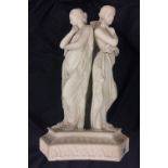 C19th Parian Group 'The 3 Graces' on tricorn base, approx. 15 1/4" H