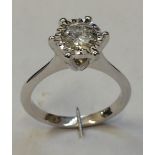 Illusion Set Diamond Solitaire Ring, 0.72 carat set 18ct. white gold, size L