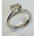 2 Carat Diamond Solitaire Ring set platinum, size M