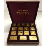 Silver Gilt Definitive Stamp Replica Set South African, circa 1974/75, 16 ingots depicting various