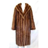 Ladies Mink Coat labelled Maxwell Croft London Bath, with shawl collar, hook & eye fastening,