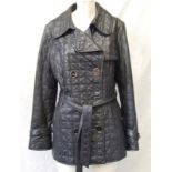 Ladies Giovanni Black Lamb Nappa Leather 3/4 Length Coat, size 44