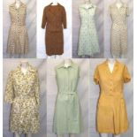 Ladies Vintage 50's/60s Dresses: yellow culottes dress, Richard Stump green button through with