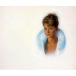 Glamour Portrait Untitled, labelled 'new series January No. 6' lady with brown hair wearing blue