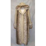 Ladies Vintage Astrakhan Style Wool/Faux Fur Coat with hood, labelled 'Astraka Made In England'