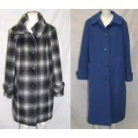 Ladies Blue Wool Mix Coat labelled Hardy Amies for Debenhams & Grey Wool Mix Coat labelled size