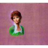 Glamour Portrait 'Esther' redhead wearing green top with white lace collar by Louis Shabner