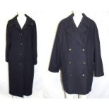 Ladies Navy Blue Wool 3/4 Length Coat & Ladies Black Wool Full Length Coat, size 44 (2)