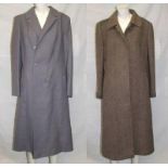 Ladies Vintage Grey Wool Full Length Coat labelled Lampert London & Ladies Green Tweed Wool Coat,