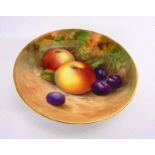 Royal Worcester Miniature Plate hand painted with apples & cherries, signed G Moseley, approx. 3 1/