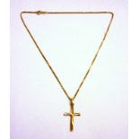 Cross Pendant with touchmarks on 18ct. Gold Necklace