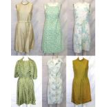 Ladies Vintage 50s/60s Dresses: Marie Moore of London green polka dot with matching jacket, labelled