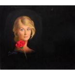 Glamour Portrait 'Sophie' blonde holding a rose by Louis Shabner