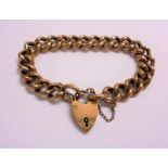 9ct Rose Gold Belcher Link Bracelet with heart shaped padlock