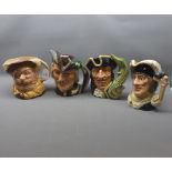 Group of four Royal Doulton Toby Jugs to include Falstaff D6795, Robin Hood D6527, Dick