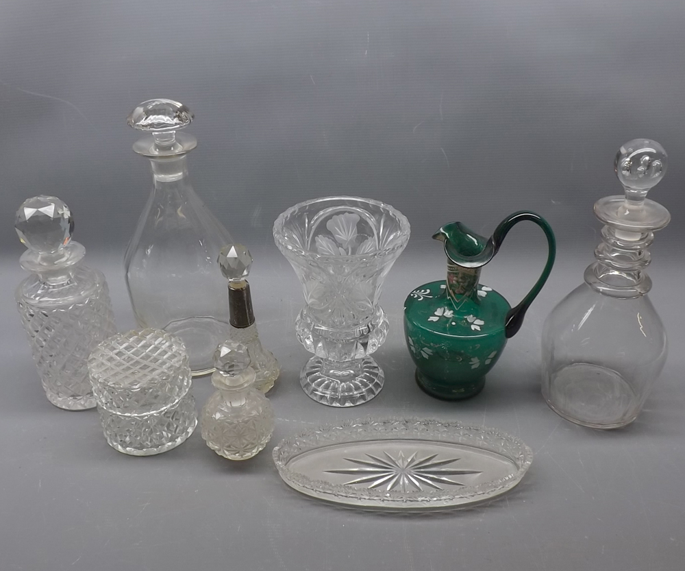 Georgian three-ringed mallet formed decanter with non-matching stopper, together with a 19th century - Image 2 of 2