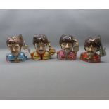 Set of four Peggy Davies sculpted Pop Legends character jugs of The Beatles modelled by Ray Noble  ;