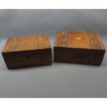 Two late Victorian Tonbridge inlaid storage boxes (a/f) (2)