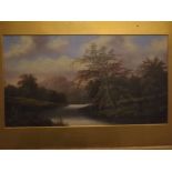 Victorian School, pair of oils on board, River landscapes, 8 1/2 x 15 ins (2)