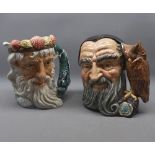 Two Royal Doulton character jugs to include Neptune D6548 and Merlin D6529  (2)