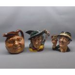 Group containing three Royal Doulton character jugs to include The Pied Piper D6403, John Barleycorn