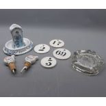 Caleys Table Waters match holder with built in ash tray, with printed scene of a lady water carrier,