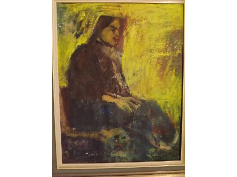 20TH century oil on canvas, Study of seated female figure, unsigned, 17" x 13"