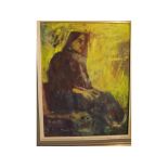 20TH century oil on canvas, Study of seated female figure, unsigned, 17" x 13"