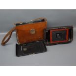Primus roll film camera No 5, Carbine, in stitched leather case with label to top "Newman &
