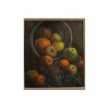 Alan Penton, signed, oil on board, Still life study of fruit, 14 1/2 x 13 ins