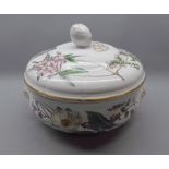 Large Spode tureen in Staffordshire flowers decoration with an acorn and gilded stylised finial,