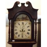 19th century Swain of Stratford upon Avon long-case clock with oak and mahogany banded case,