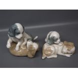 Two Nao groups of puppies, 5 1/2" and 3 1/2" high