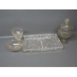 20th century cut glass dressing table tray, together with a further early 20th century grape and