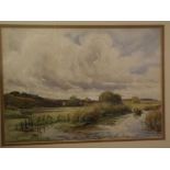Nancy Felix Palmer, signed and dated 1903, watercolour, River Landscape, 10 1/2 x 15 ins