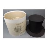 Vintage top hat stamped "Paris" contained in a Lock & Co Hatters box