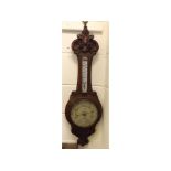 Early 20th century oak wheel barometer, 36" high