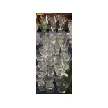 Quantity of 19th/20th century clear glass wine glasses with cut and engraved decoration of varying