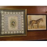 Unsigned watercolour of horse in stable together with one other (2)