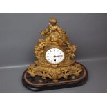 19th century gilt metal mantel clock A/F, 11" high