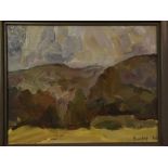 Maria Pinschof, signed and dated 86, oil on board, Landscape, 10 x 13 ins