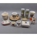 Group of 12 items of late 19th and early 20th century china, to include Great Yarmouth crested