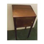 19th century mahogany pot cupboard with single door with stringing detail with brass button