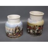 Two Pratt ware small jars, each typically decorated with scenes, 4" and 3 1/4" high (2)