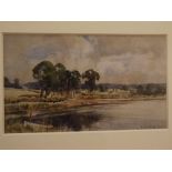 Louis Burleigh Bruhl, signed, watercolour, River landscape, 7 x 11 1/2 ins